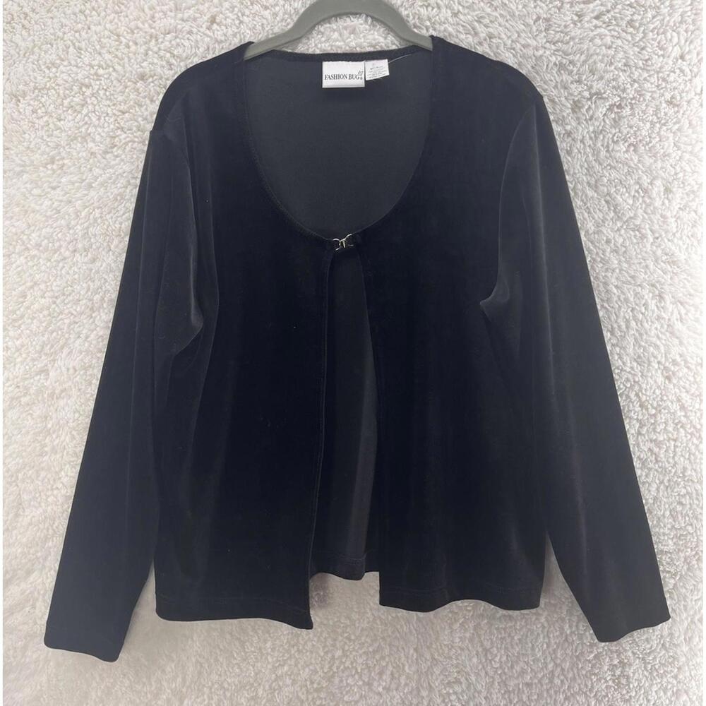 Vintage Velvet Cardigan Women's Medium Black Whimsigoth‎ Y2K 90s Witchy Goth